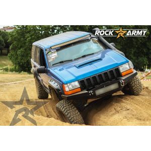 Pare chocs avant acier avec porte treuil et protection de marque Rock Army pour Jeep Grand Cherokee ZJ, ZG