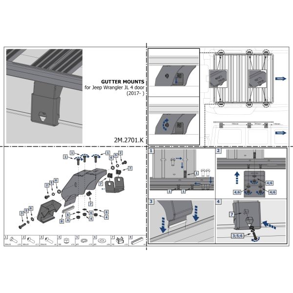 Support Montage Gouttière Jeep Wrangler JL Rival