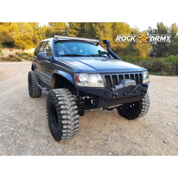 Pare chocs avant acier avec porte treuil (modèle XXT) de marque Rock Army pour Jeep Grand Cherokee WJ, WG