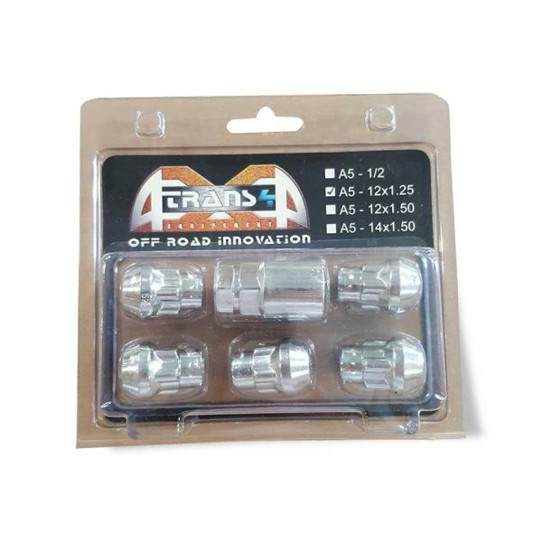 Ecrous antivols 14 x 1,50 chromé (jeu de 5)