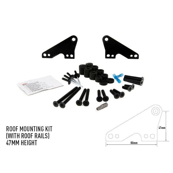 Kit de montage de Barre de LED Lazer sur rails de toit - Hauteur 47 mm
