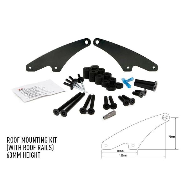 Kit de montage de Barre de LED Lazer sur rails de toit - Hauteur 63 mm